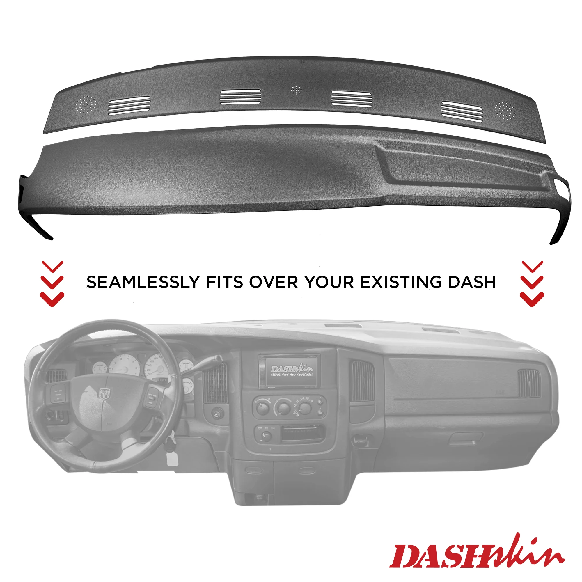 2002–2005 Dodge Ram 1500 / 2003–2005 Dodge Ram 2500 & Dodge Ram 3500 Two-Piece Dash Cover Kit – Hard Molded Plastic Overlays – Made in the USA - 0205DRM+DRWKIT - Image 11