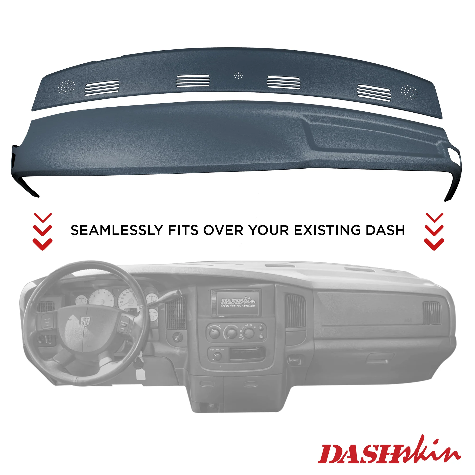 2002–2005 Dodge Ram 1500 / 2003–2005 Dodge Ram 2500 & Dodge Ram 3500 Two-Piece Dash Cover Kit – Hard Molded Plastic Overlays – Made in the USA - 0205DRM+DRWKIT - Image 13