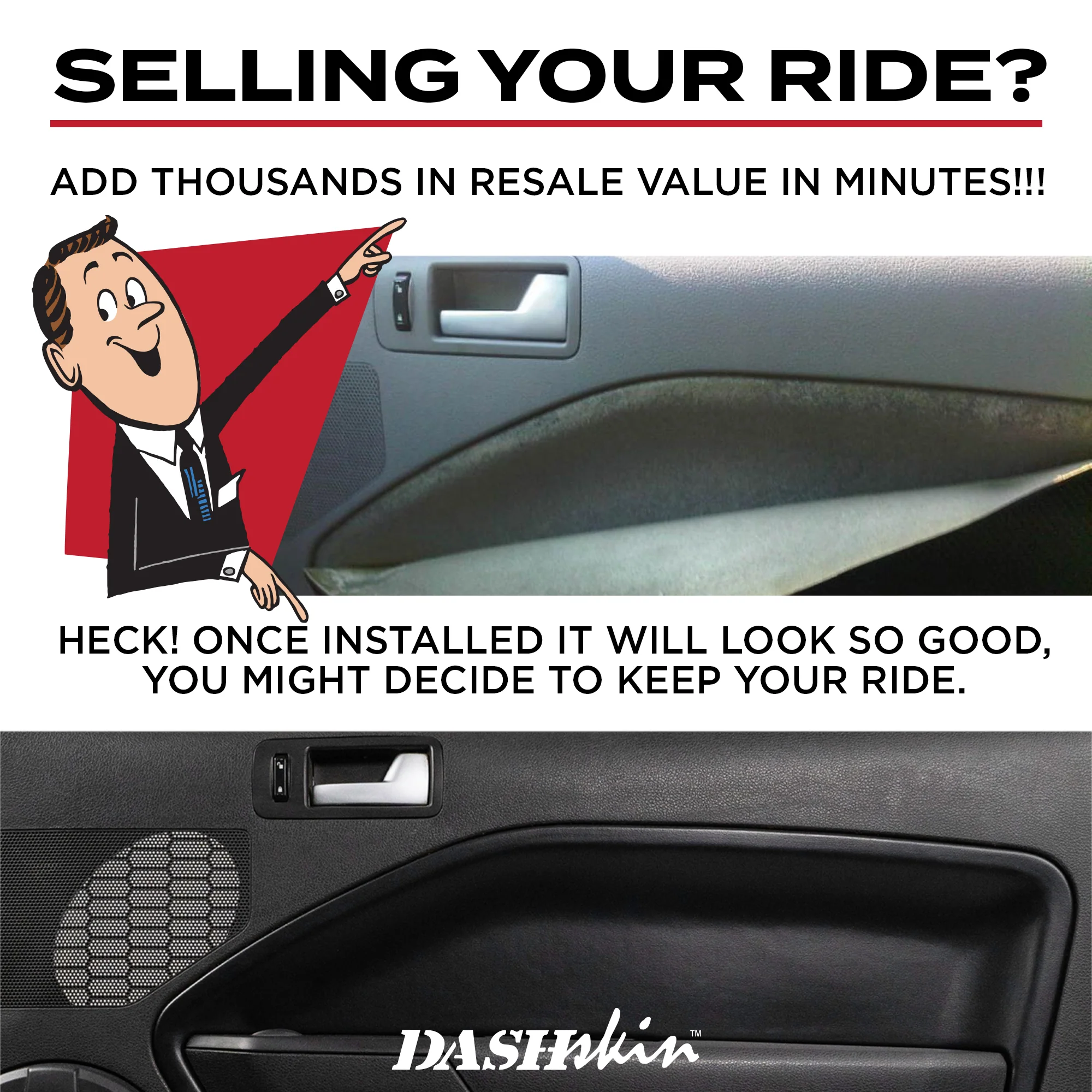 2005–2009 Ford Mustang Door Panel Inserts (Left & Right Pair) – Hard Molded Plastic – Made in the USA - 0509FMD - Image 2