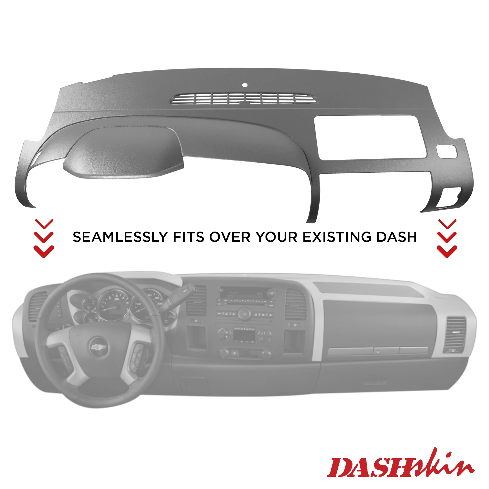 2007–2013 Chevrolet Silverado LS/LT & GMC Sierra SL/SLE One-Piece Dash Cover – Hard Molded Plastic Overlay – Made in the USA - 0713GMT - Image 11