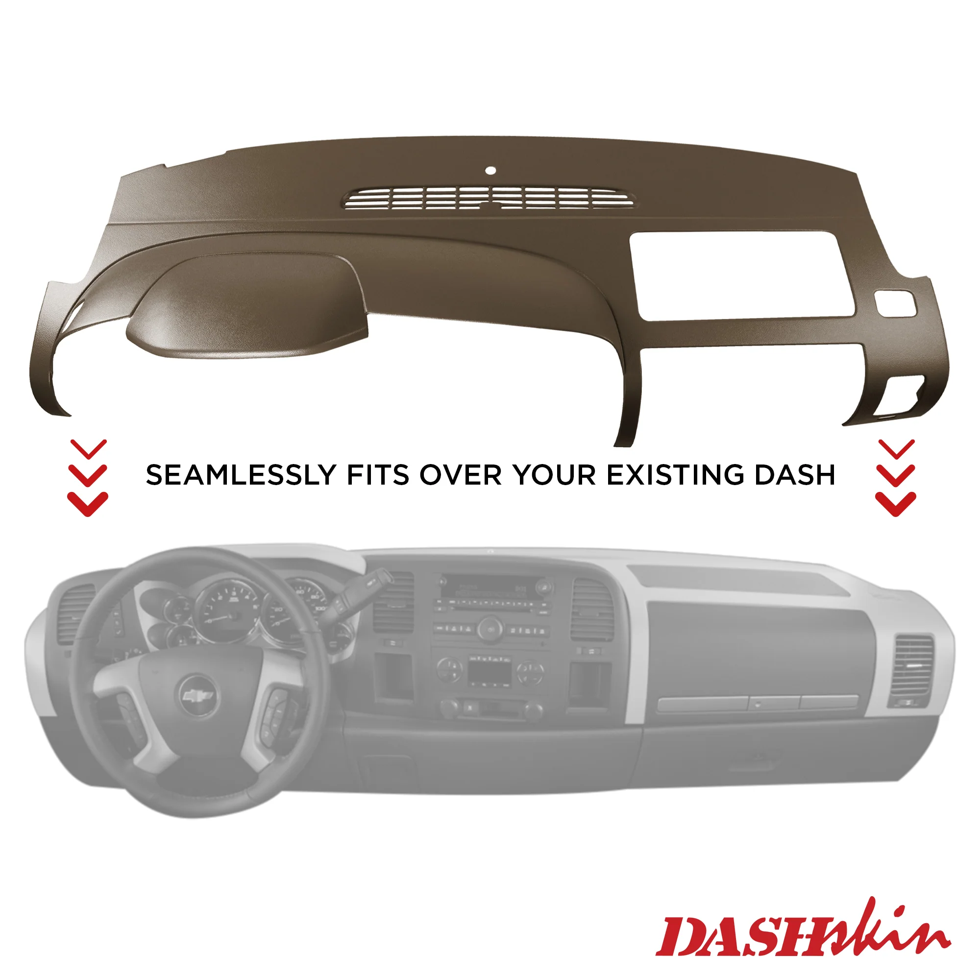 2007–2013 Chevrolet Silverado LS/LT & GMC Sierra SL/SLE One-Piece Dash Cover – Hard Molded Plastic Overlay – Made in the USA - 0713GMT - Image 12