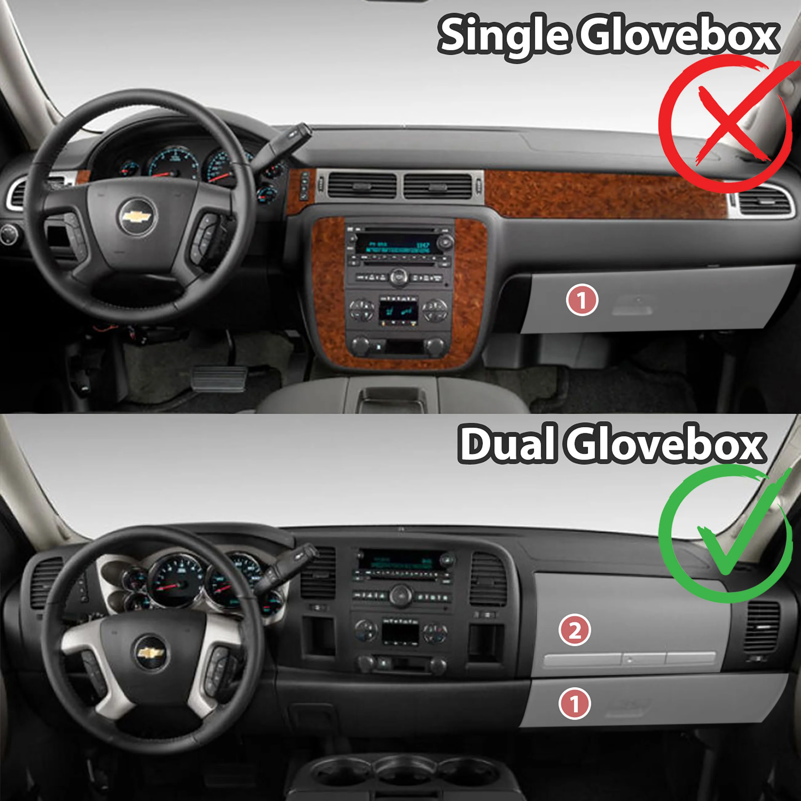 2007–2013 Chevrolet Silverado LS/LT & GMC Sierra SL/SLE One-Piece Dash Cover – Hard Molded Plastic Overlay – Made in the USA - 0713GMT - Image 3