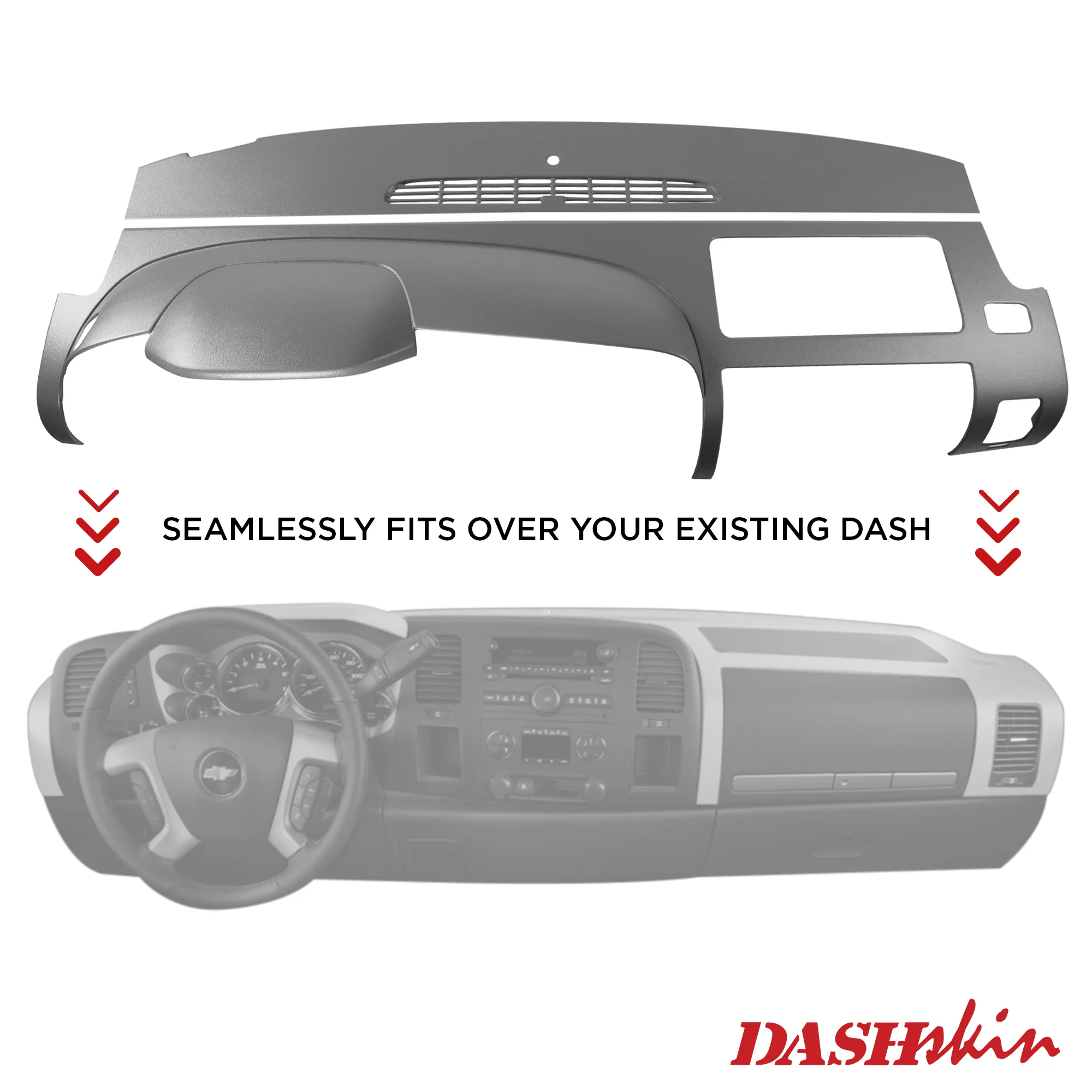 2007–2013 Chevrolet Silverado LS/LT & GMC Sierra SL/SLE Two-Piece Dash Cover Kit – Hard Molded Plastic Overlays – Made in the USA - 0713TM+GMWKIT - Image 10