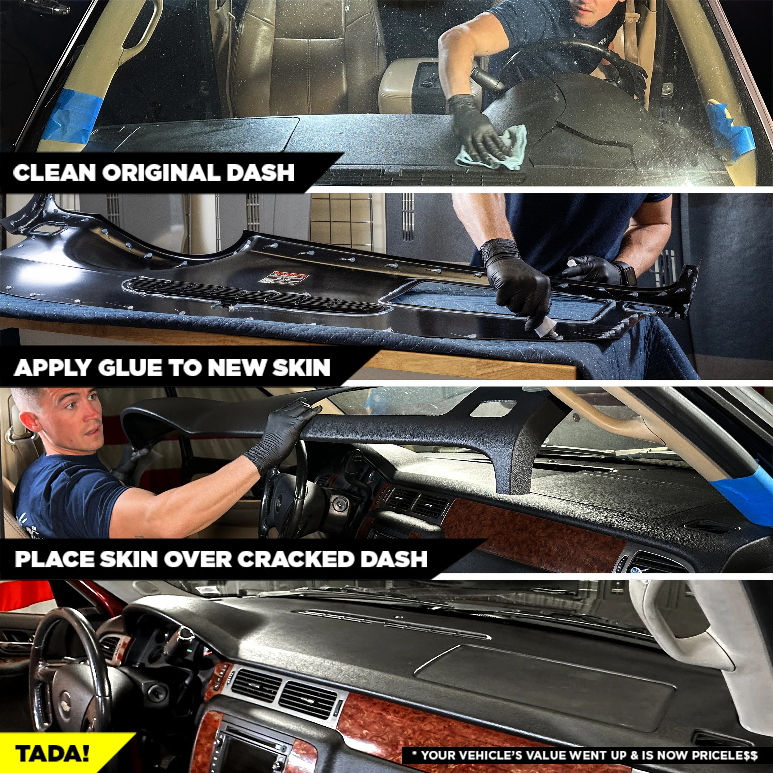 2007–2013 Chevrolet Silverado LS/LT & GMC Sierra SL/SLE Two-Piece Dash Cover Kit – Hard Molded Plastic Overlays – Made in the USA - 0713TM+GMWKIT - Image 6