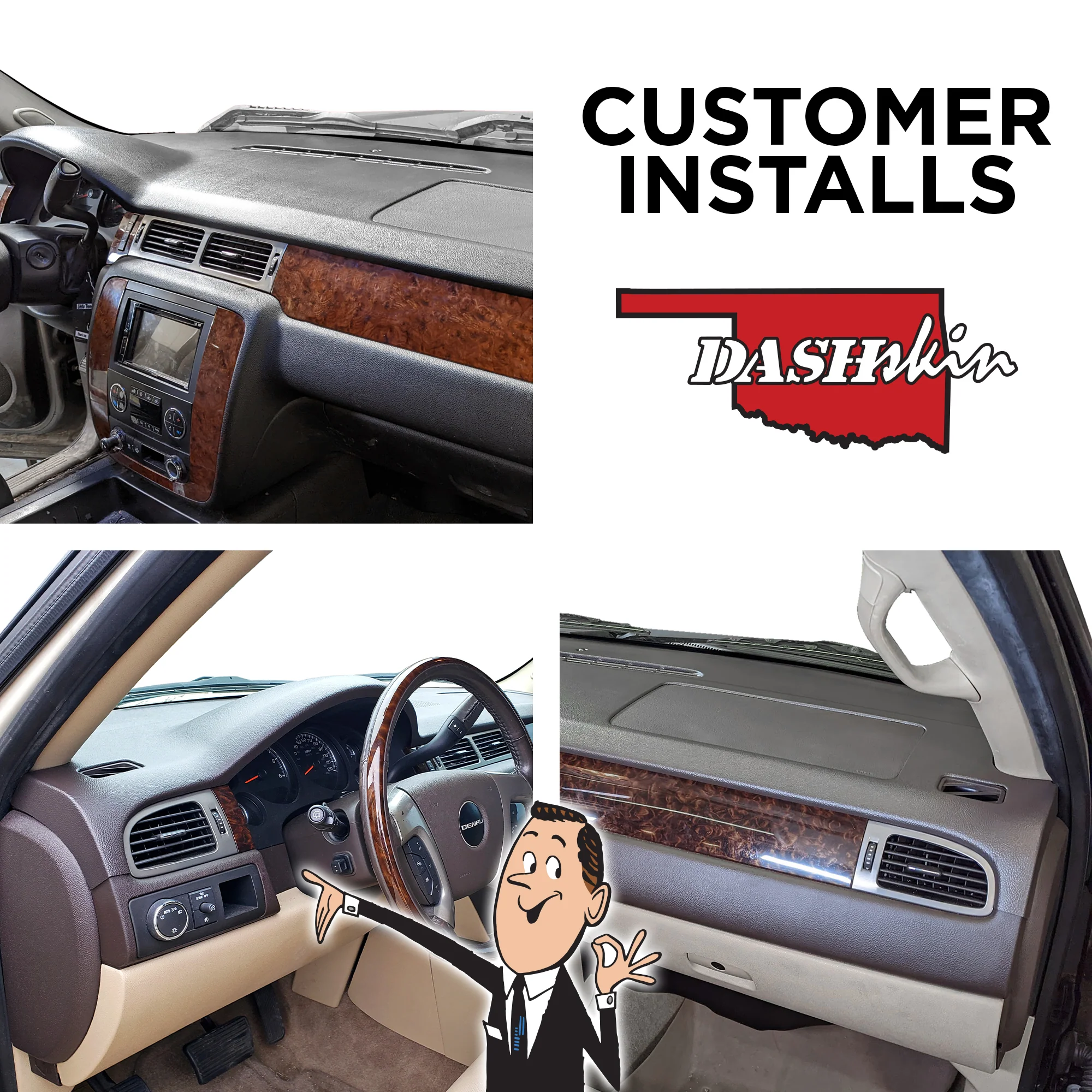 2007–2014 Chevrolet Tahoe / Chevrolet Suburban / GMC Yukon / Chevrolet Avalanche Dash Cover (Also Fits 2007–2014 Chevrolet Silverado LTZ & 2007–2013 GMC Sierra SLT/Denali) – Hard Molded Plastic Overlay – Made in the USA - Image 8