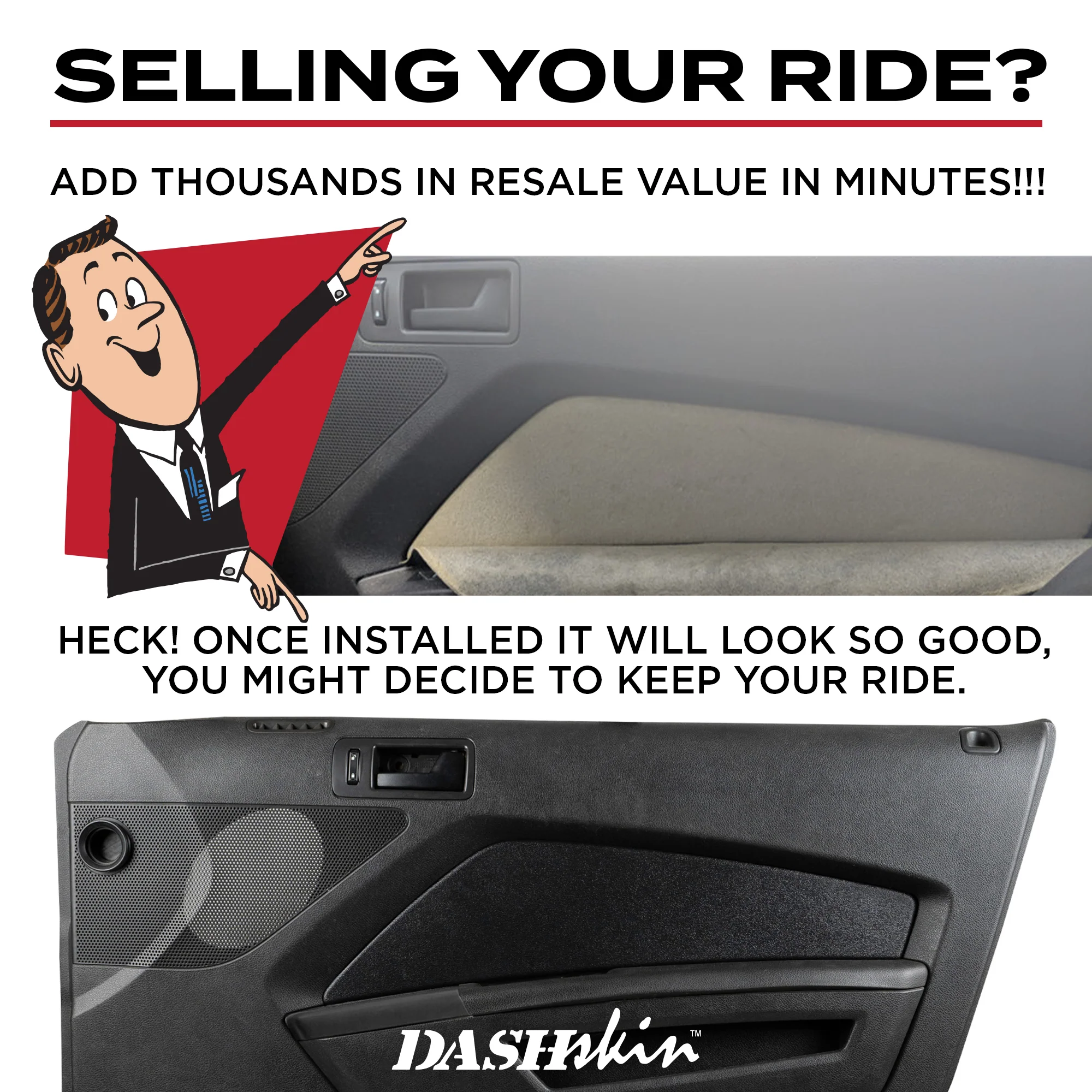 2010–2014 Ford Mustang Door Panel Inserts (Left & Right Pair) – Hard Molded Plastic – Made in the USA - 1014FMD - Image 5
