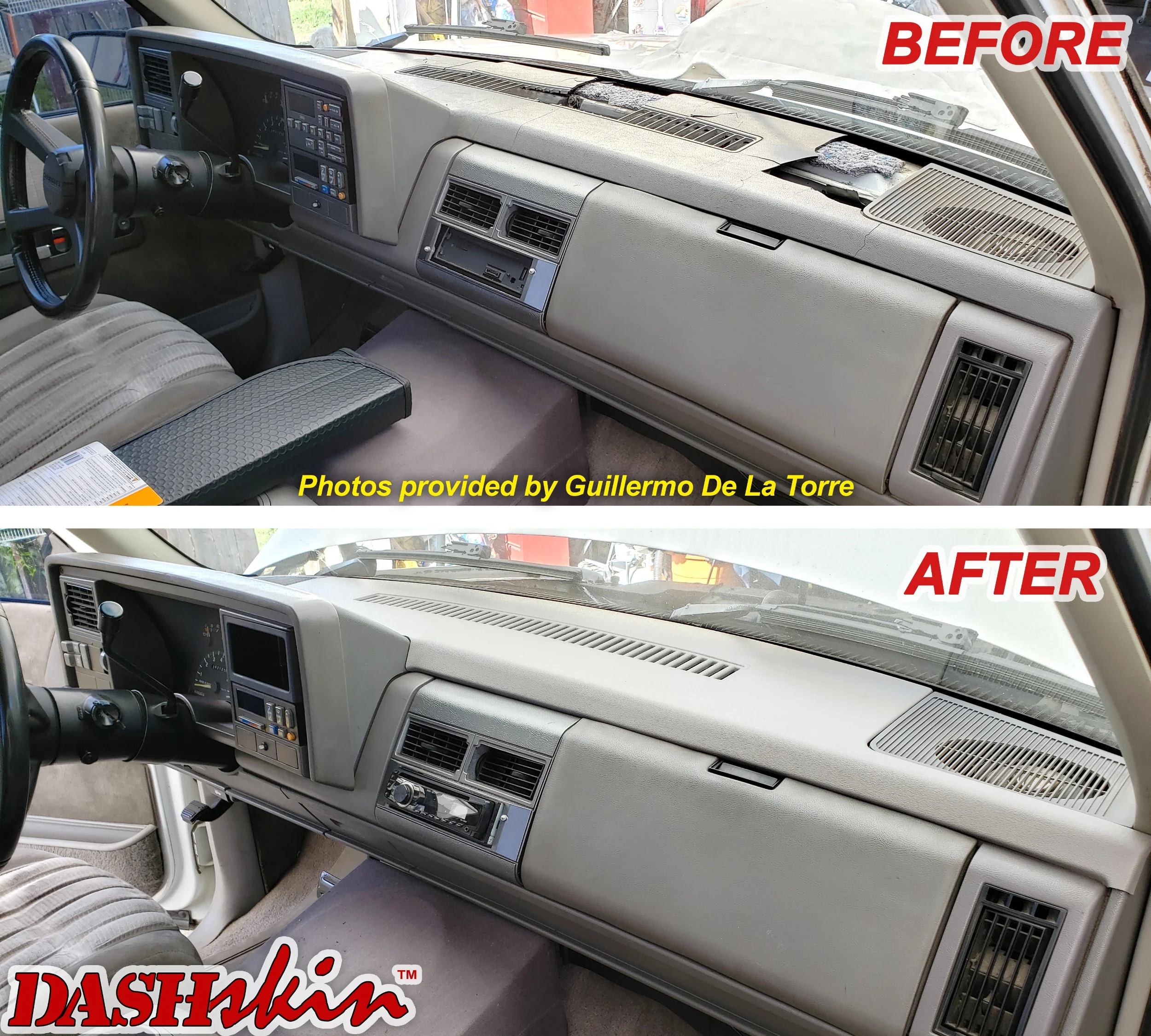 1988–1994 Chevrolet C/K 1500–3500 / GMC C/K 1500–3500 Truck & SUV Dash Cover with Defrost Louvers – Hard Molded Plastic Overlay – Made in the USA - 8894GM - Image 5