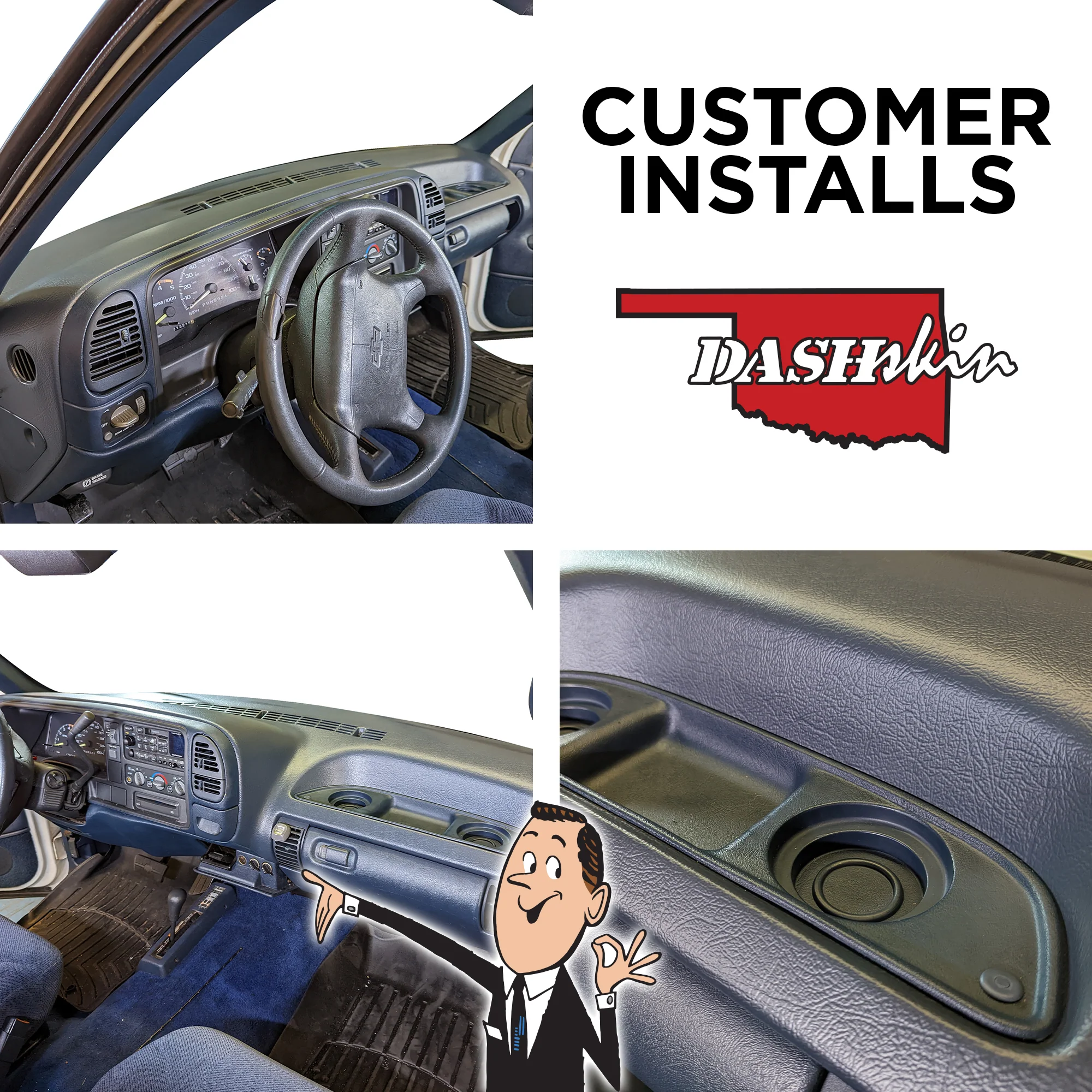 1995–1996 Chevrolet C/K 1500–3500 / GMC C/K 1500–3500 / Chevrolet Tahoe / Chevrolet Suburban / GMC Yukon Dash Cover – Hard Molded Plastic Overlay – Made in the USA -9596GM - Image 11