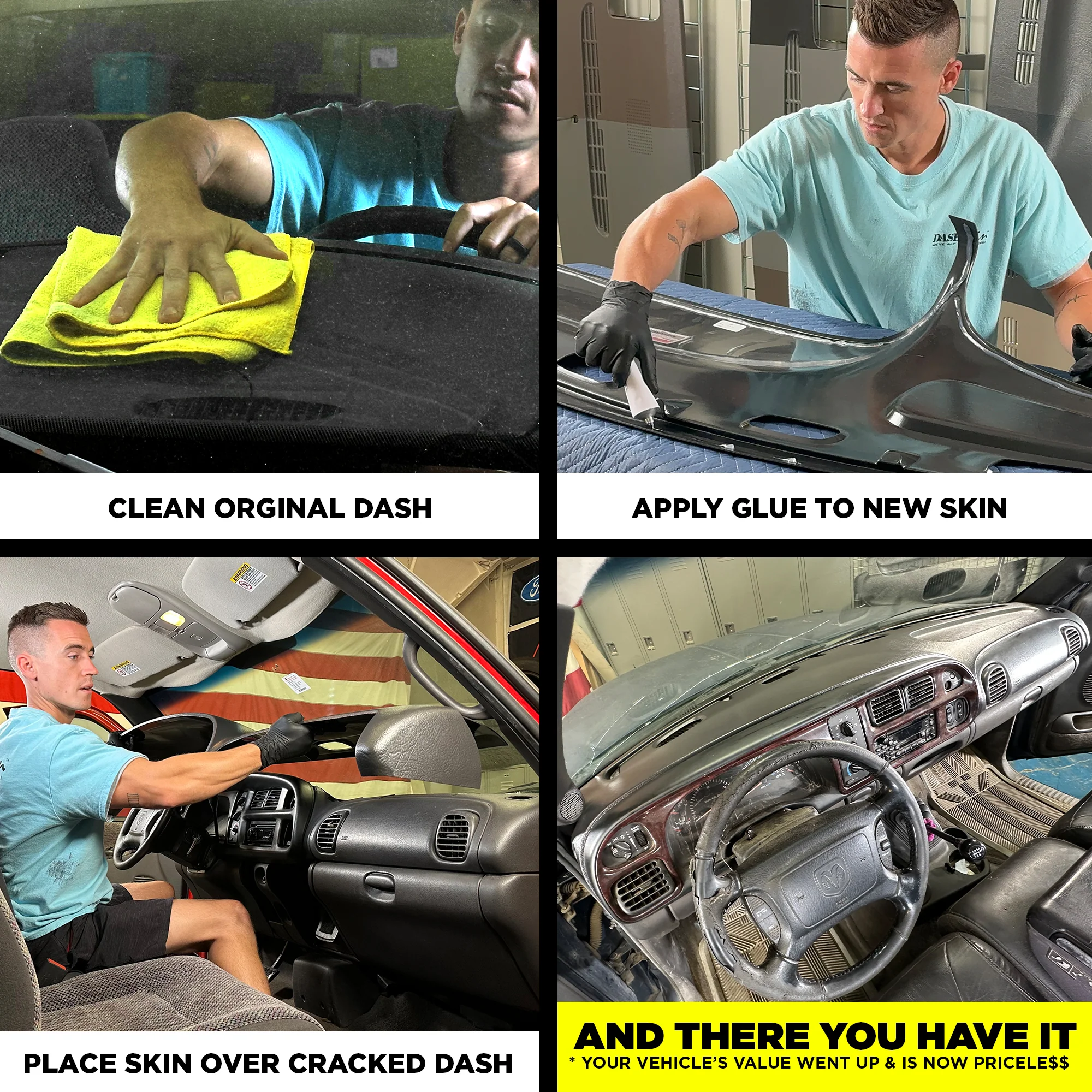1998–2001 Dodge Ram 1500 / 1998–2002 Dodge Ram 2500 & Dodge Ram 3500 Dash Cover – Hard Molded Plastic Overlay – Made in the USA - 9801DR - Image 3