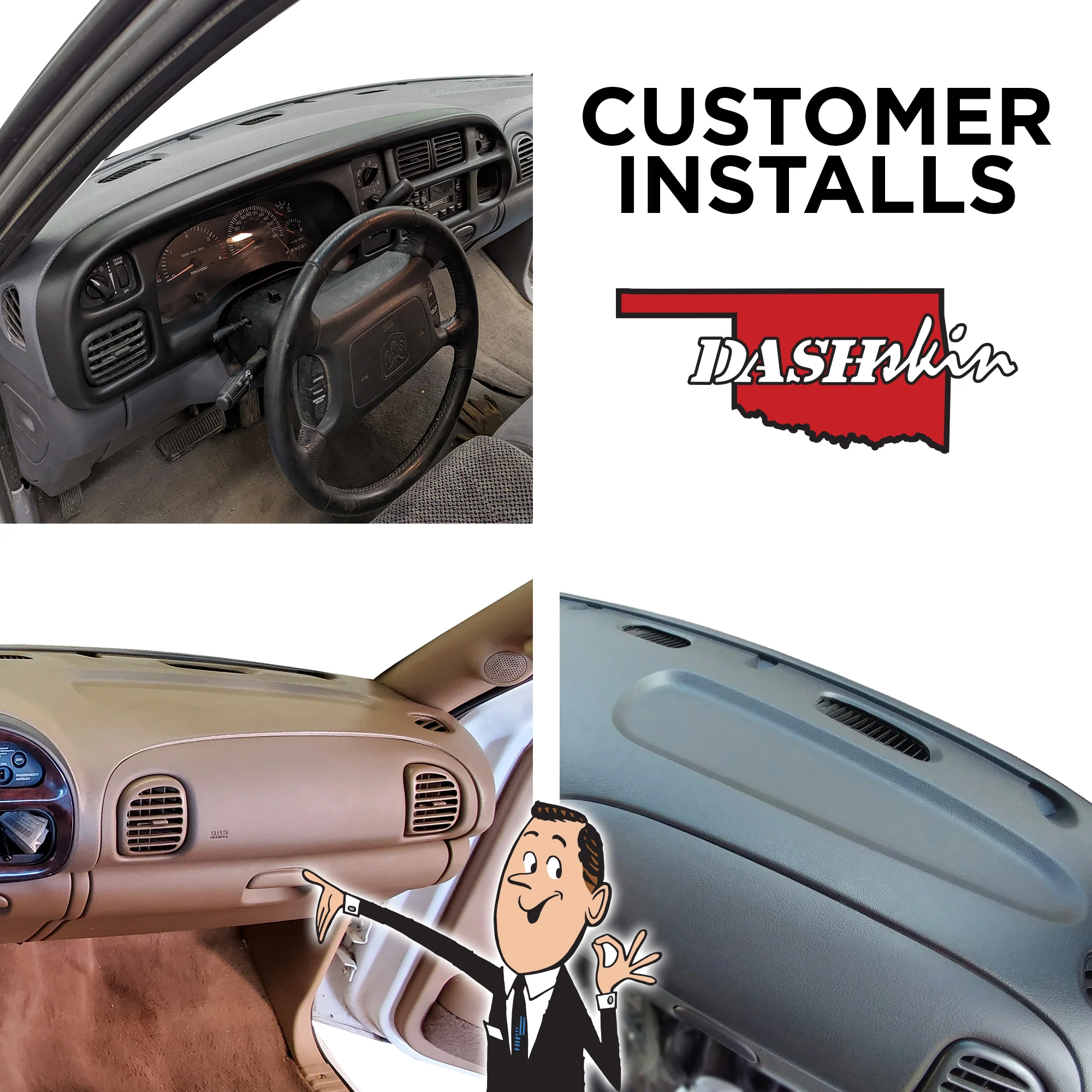 1998–2001 Dodge Ram 1500 / 1998–2002 Dodge Ram 2500 & Dodge Ram 3500 Dash Cover – Hard Molded Plastic Overlay – Made in the USA - 9801DR - Image 6