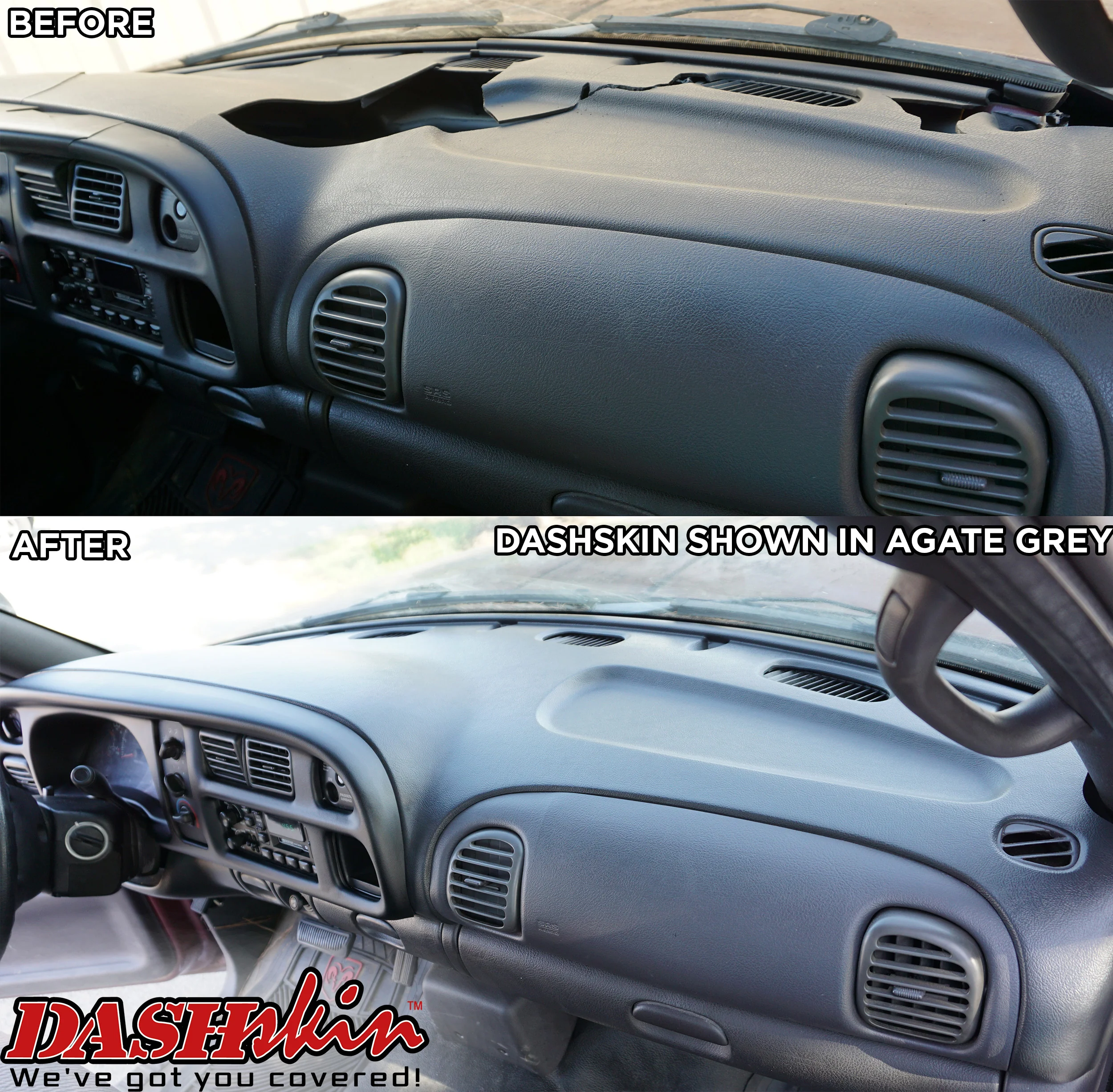1998–2001 Dodge Ram 1500 / 1998–2002 Dodge Ram 2500 & Dodge Ram 3500 Dash Cover – Hard Molded Plastic Overlay – Made in the USA - 9801DR - Image 9